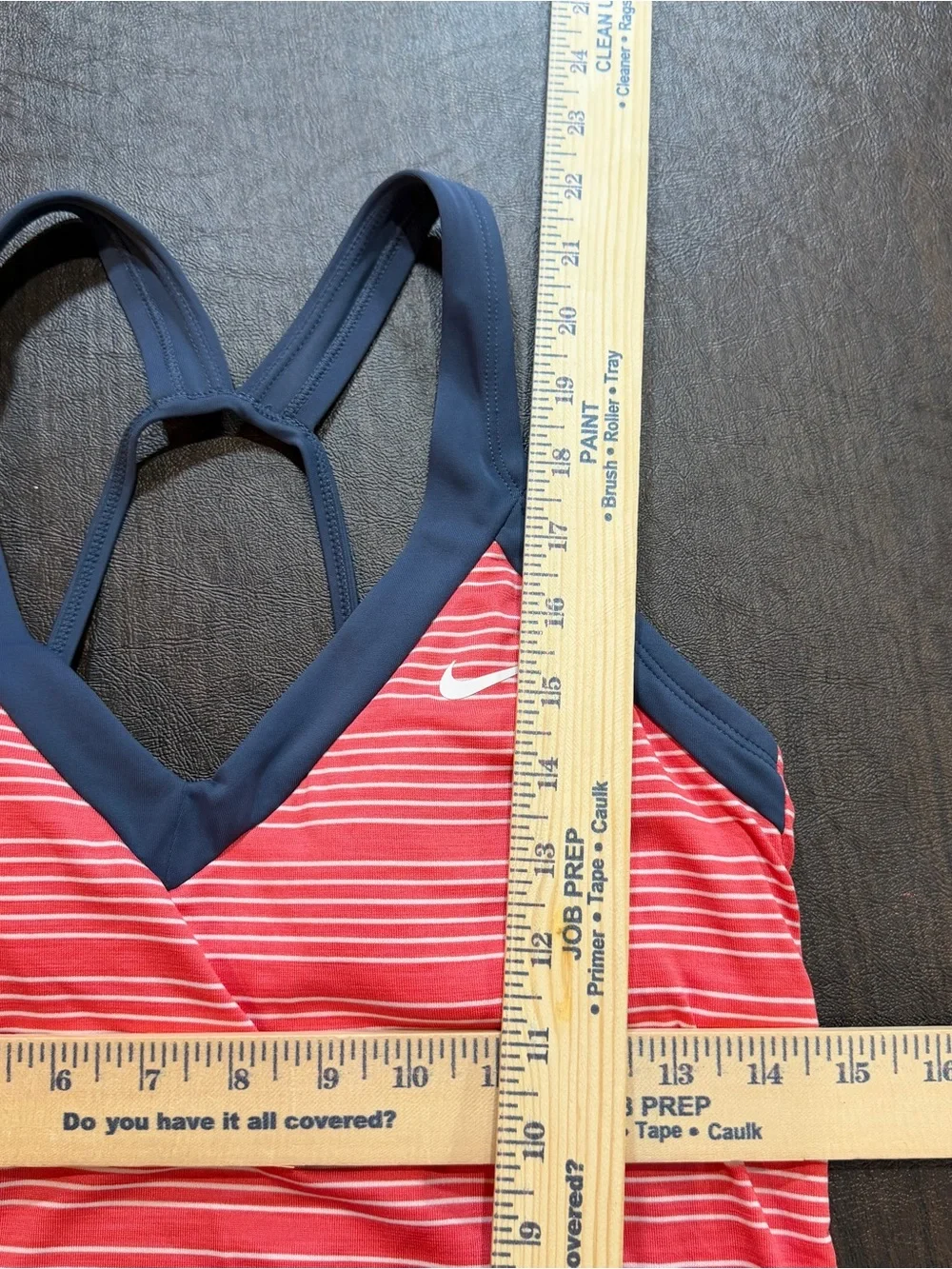 Nike Women's Coral Striped Swim Tankini with Navy Trim Sz M